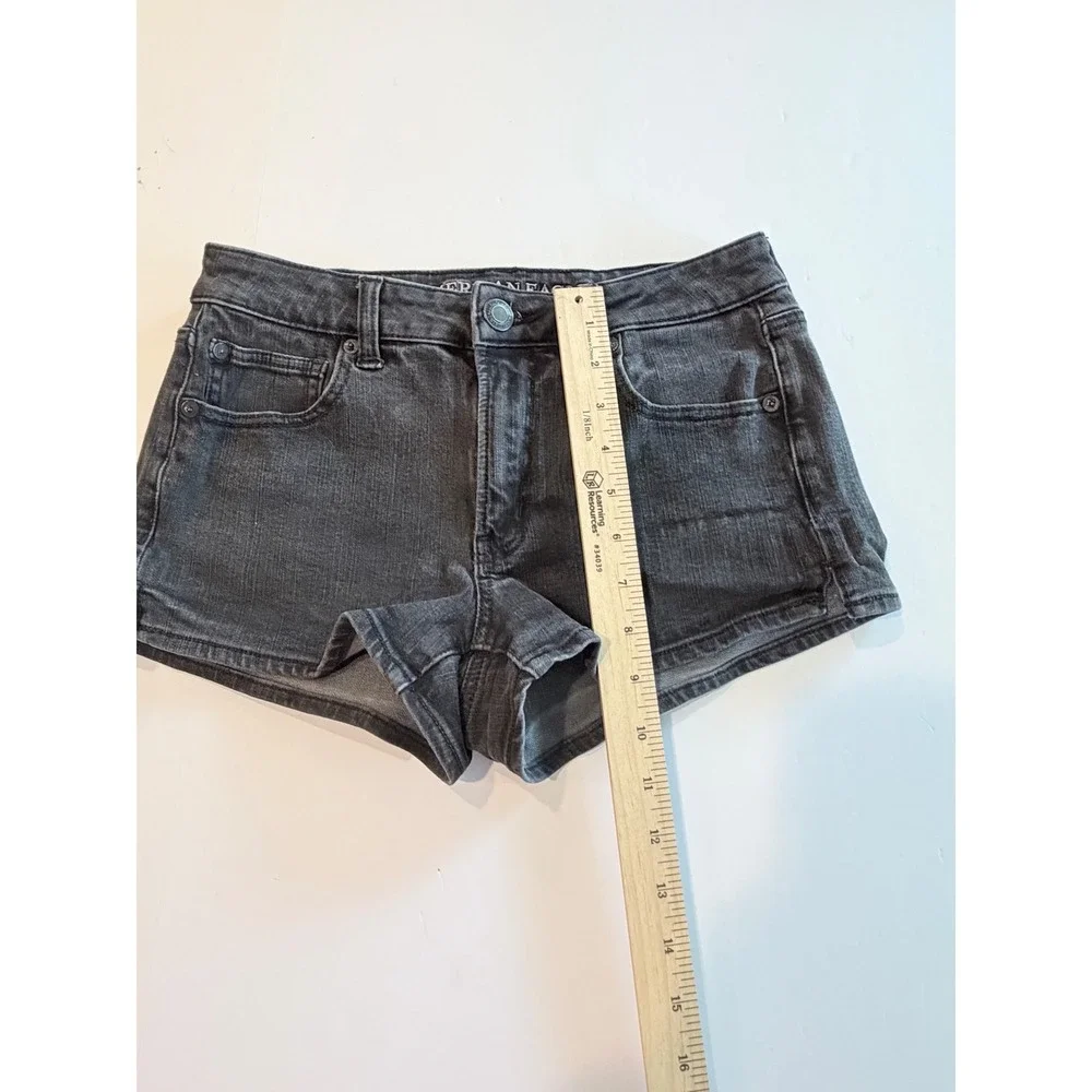 American Eagle Hi-Rise Short Black 360 Super Stretch Denim Cutoff Size‎ 4